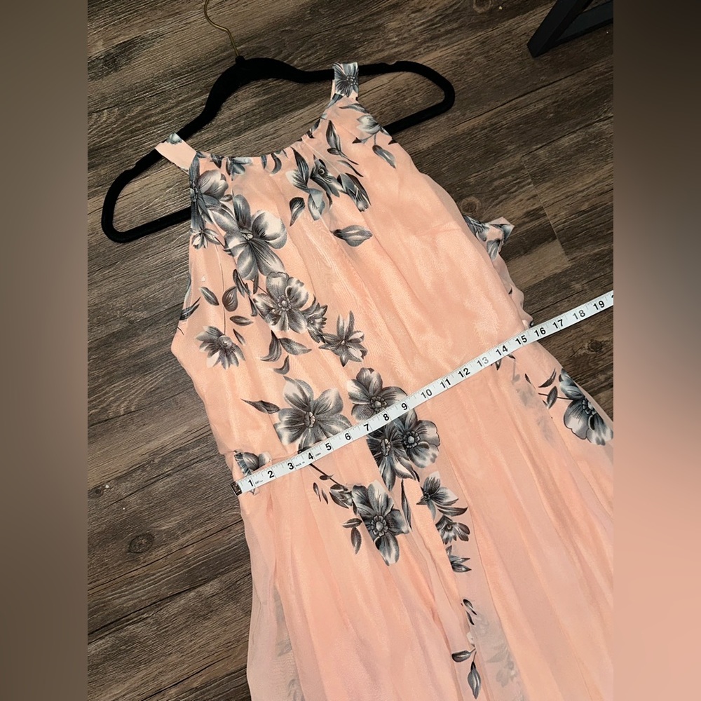 Ruiyige Pink and Grey Formal Sleeveless Maxi Chiffon Halter Neck Vintage Dress - Picture 4 of 8